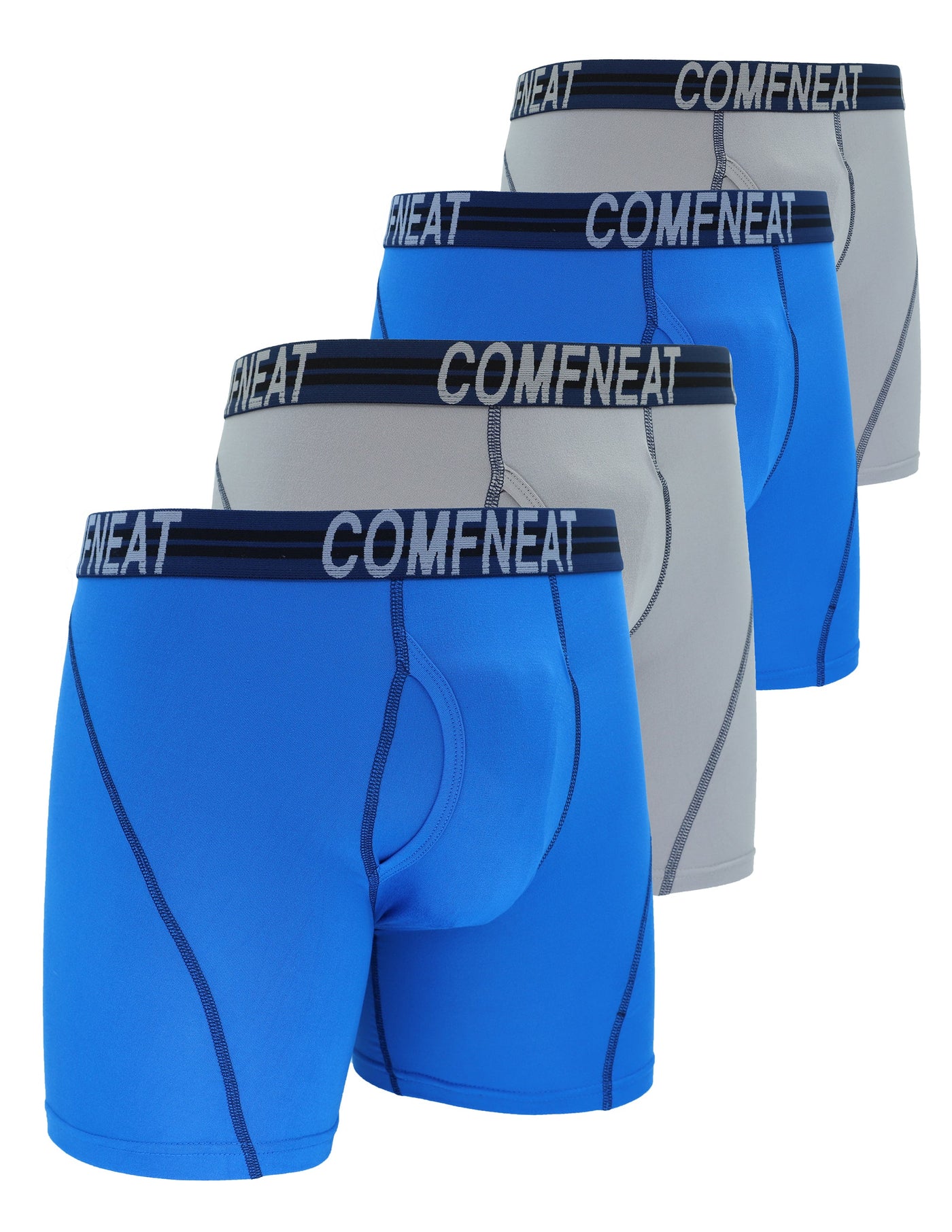 Comfneat Men's 4-Pack Athletic Boxer Briefs Sports Performance Underwear with Fly